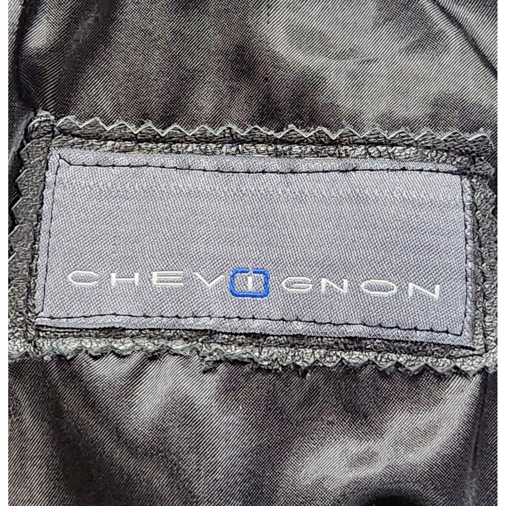 Chevignon Jacket Womens XL Black White Leather Two Tone Contrast‎ Car Coat VTG - Picture 4 of 7